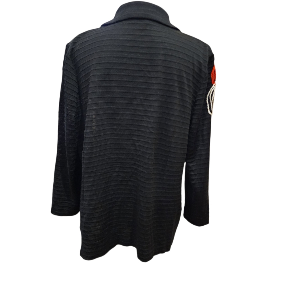 Ming Wang Black Blazer with Red and White Embroidery Sz Large - Picture 11 of 13